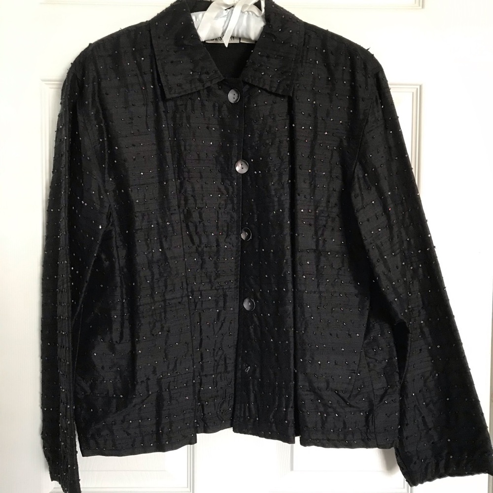 Chico’s Design embellished raw silk jacket